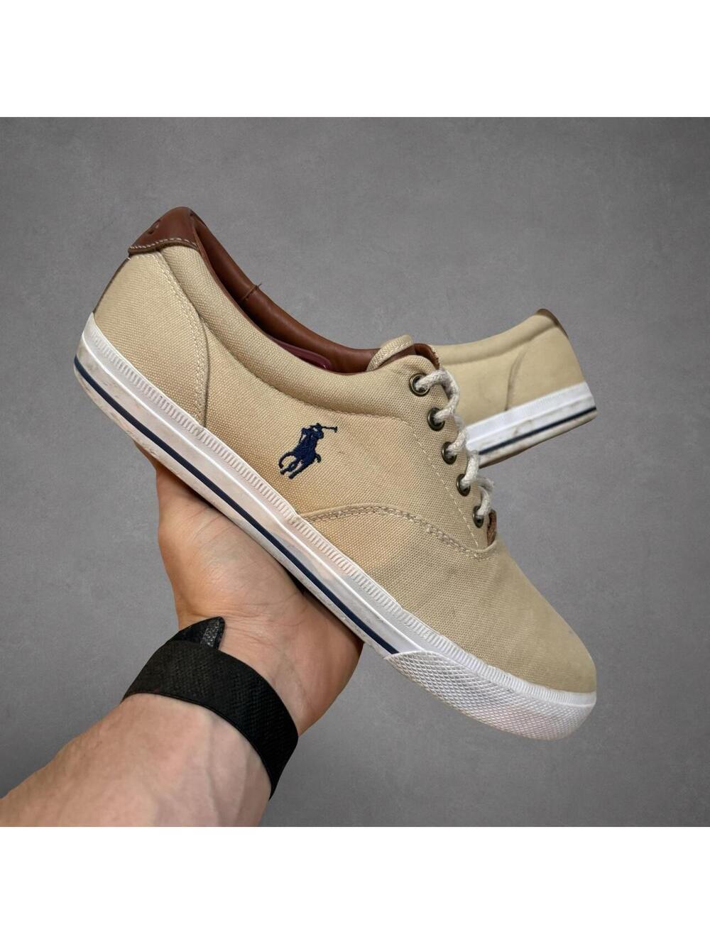 Polo Ralph Lauren Vaughn Khaki Canvas Sneakers Size 11D